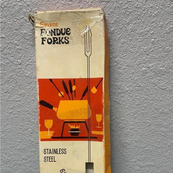 MCM 6 Piece Deluxe Stainless Steel Fondue Forks In Box - Picture 1 of 6
